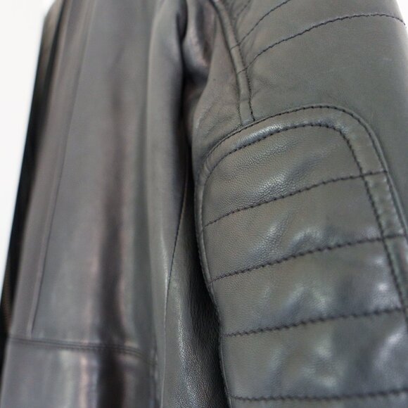 AllSaints Papin Leather Biker Jacket in Black - Picture 7 of 16